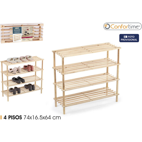 ZAPATERO MADERA 4PISOS 74X26.5X64CM CONFORTIME image 1