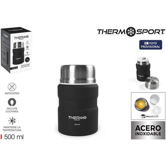 TERMO COMIDA ACERO NEGRO 500ML THERMOSPORT image 3