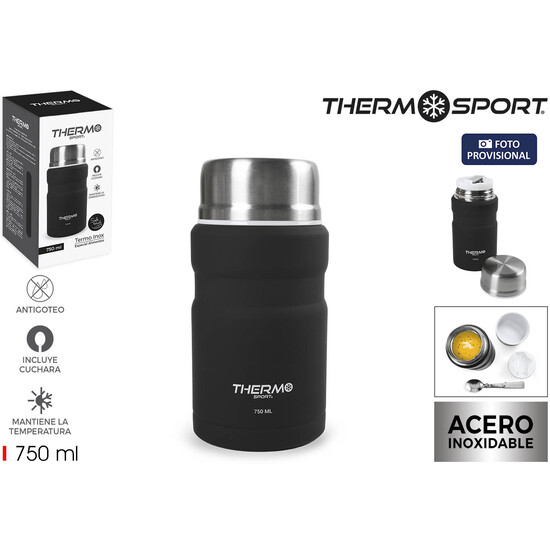 -18- PRJ TERMO COMIDA ACERO NEGRO 750ML THERMOSPO image 0