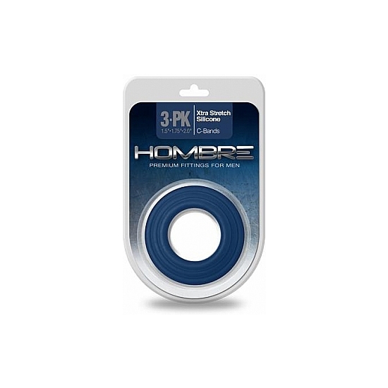 HOMBRE XTRA STRETCH SILICONE C-BANDS - 3 PACK - NAVY image 1
