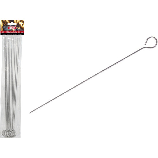 SET-12 PINCHOS METAL BARBACOA 35CM ALGON BBQ image 2