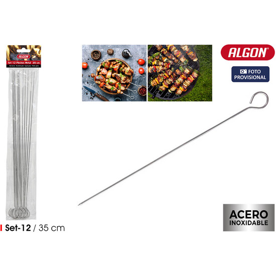 SET-12 PINCHOS METAL BARBACOA 35CM ALGON BBQ image 3