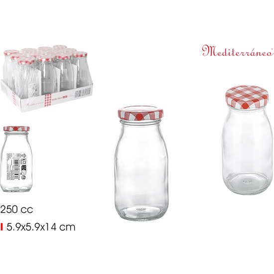 BOTELLA VIDRIO 250ML C/TAPA MEDITERRANEO image 1