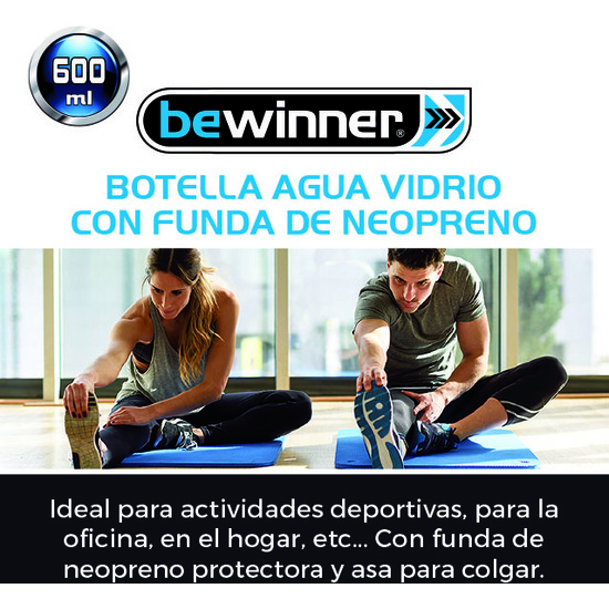 PRB BOTELLA AGUA VIDRIO FUNDA 600ML BEWINNER image 0