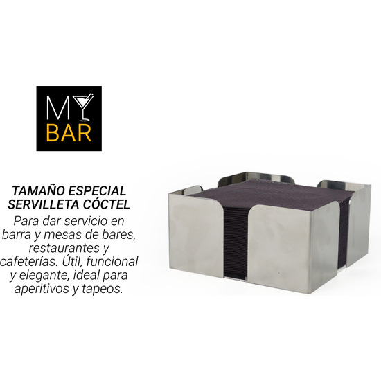 SERVILLETERO COCKTAIL ACERO 12X12X6 MY BAR image 3