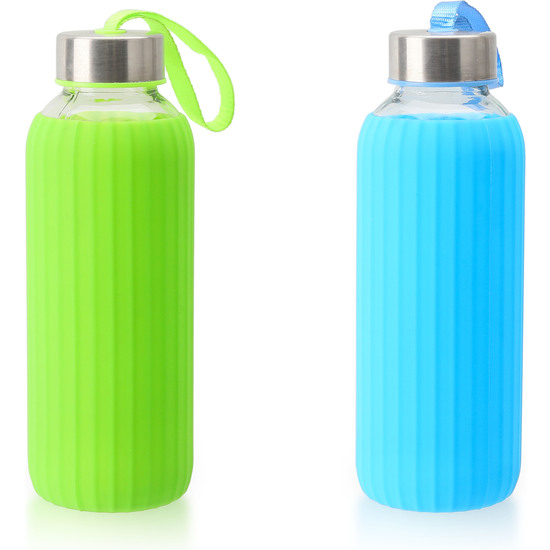 BOTELLA AGUA VIDRIO/SILICONA 400ML BEWINNER image 1