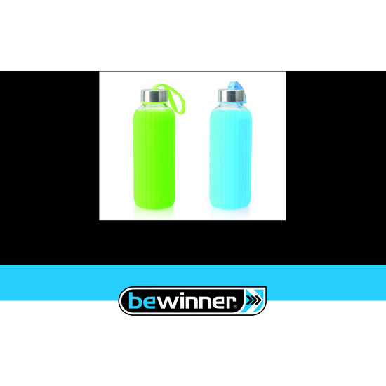BOTELLA AGUA VIDRIO/SILICONA 400ML BEWINNER image 2