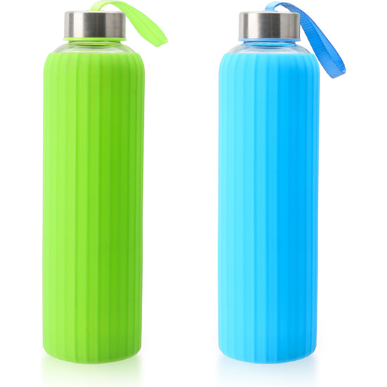 BOTELLA AGUA VIDRIO/SILICONA 600ML BEWINNER image 1