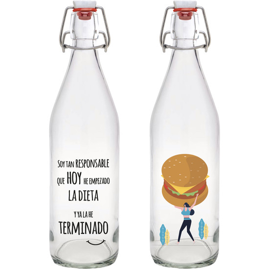 BOTELLA VIDRIO DECORADA CHISTES 1L LA ME image 0