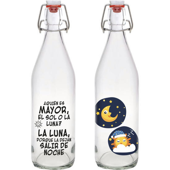 BOTELLA VIDRIO DECORADA CHISTES 1L LA ME image 4