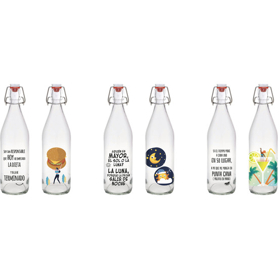 BOTELLA VIDRIO DECORADA CHISTES 1L LA ME image 5