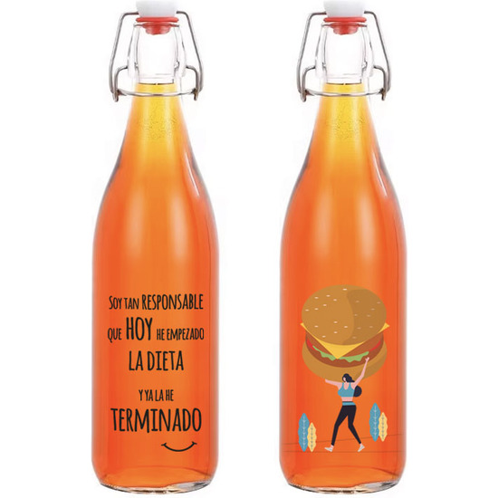BOTELLA VIDRIO DECORADA CHISTES 1L LA ME image 9