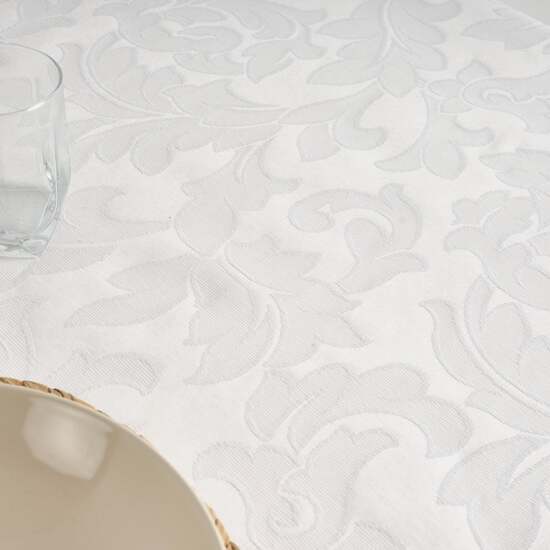MANTEL ANTIMANCHAS JACQUARD MODELO ACACIA 3233 BLANCO 250X160 CM image 3