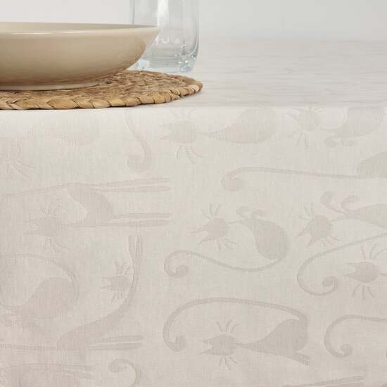 MANTEL ANTIMANCHAS JACQUARD MODELO ACACIA 2342 CRUDO 200X160 CM image 1