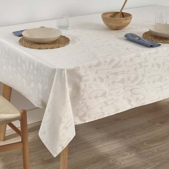 MANTEL ANTIMANCHAS JACQUARD MODELO ACACIA 2342 CRUDO 200X160 CM image 2