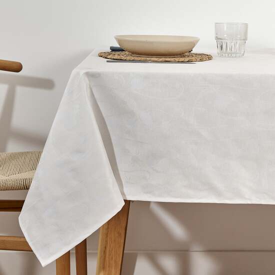 MANTEL ANTIMANCHAS JACQUARD MODELO ACACIA 2342 BLANCO  250X160 CM image 0