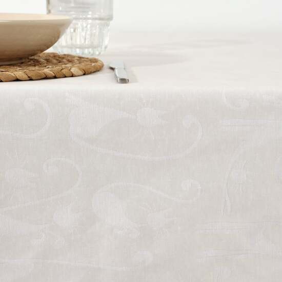 MANTEL ANTIMANCHAS JACQUARD MODELO ACACIA 2342 BLANCO  250X160 CM image 1