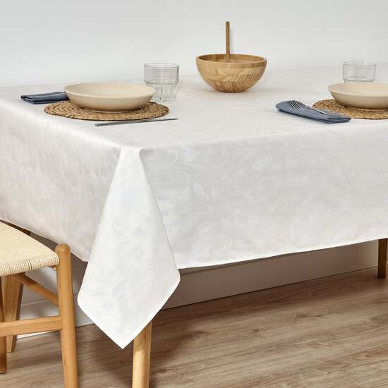 MANTEL ANTIMANCHAS JACQUARD MODELO ACACIA 2342 BLANCO  250X160 CM image 2