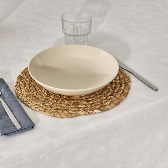 MANTEL ANTIMANCHAS JACQUARD MODELO ACACIA 2342 BLANCO  250X160 CM image 3