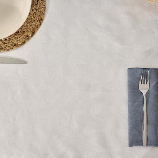 MANTEL ANTIMANCHAS JACQUARD MODELO ACACIA 2342 BLANCO  250X160 CM image 6