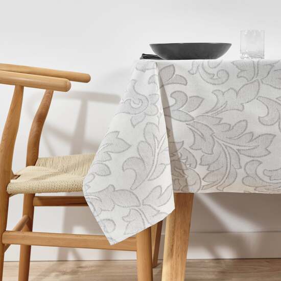 MANTEL ANTIMANCHAS JACQUARD MODELO ACACIA 3233 GRIS ALMA 250X160 CM image 0