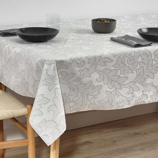 MANTEL ANTIMANCHAS JACQUARD MODELO ACACIA 3233 GRIS ALMA 250X160 CM image 2