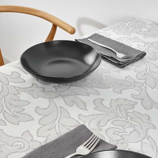 MANTEL ANTIMANCHAS JACQUARD MODELO ACACIA 3233 GRIS ALMA 250X160 CM image 6