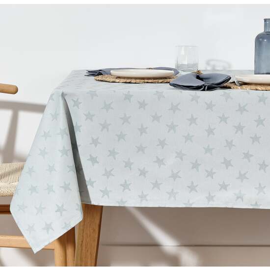 MANTEL ANTIMANCHAS JACQUARD MODELO ALAMO 3778 AGUA 250X160 CM image 0