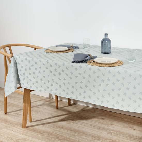 MANTEL ANTIMANCHAS JACQUARD MODELO ALAMO 3778 AGUA 200X160 CM image 2
