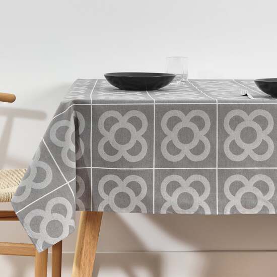 MANTEL ANTIMANCHAS JACQUARD MODELO ROURE 3760B GRIS MEDIO 250X160 CM image 0