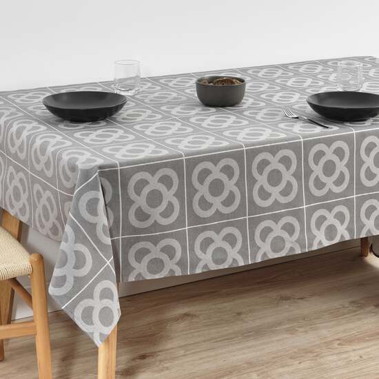 MANTEL ANTIMANCHAS JACQUARD MODELO ROURE 3760B GRIS MEDIO 250X160 CM image 1