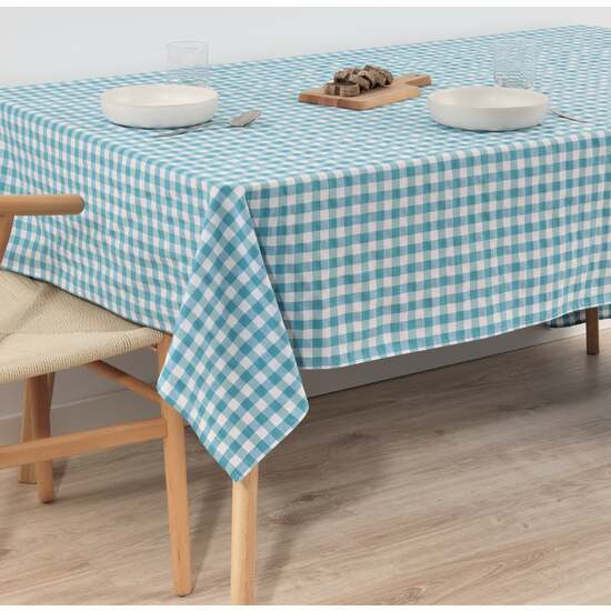 MANTEL VICHY CUADROS AZUL CLARO TACTO TELA 300X140 CM image 1