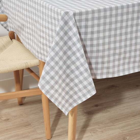 MANTEL VICHY CUADROS GRIS CLARO TACTO TELA 350X140 CM image 1
