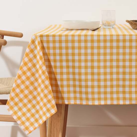 MANTEL VICHY CUADROS AMARILLO TACTO TELA 300X140 CM image 0