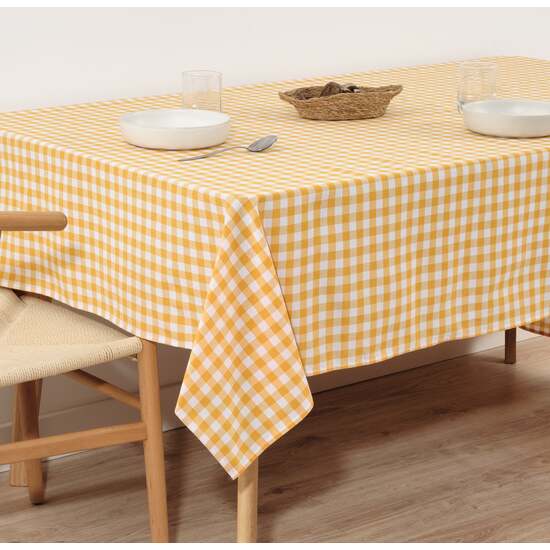 MANTEL VICHY CUADROS AMARILLO TACTO TELA 300X140 CM image 1