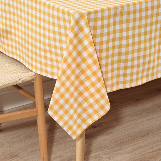 MANTEL VICHY CUADROS AMARILLO TACTO TELA 300X140 CM image 2