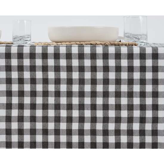 MANTEL VICHY CUADROS GRIS OSCURO TACTO TELA 250X140 CM image 5