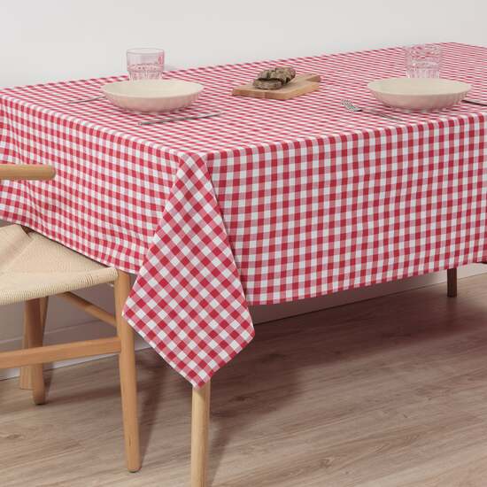MANTEL VICHY CUADROS ROJO TACTO TELA 350X140 CM image 1