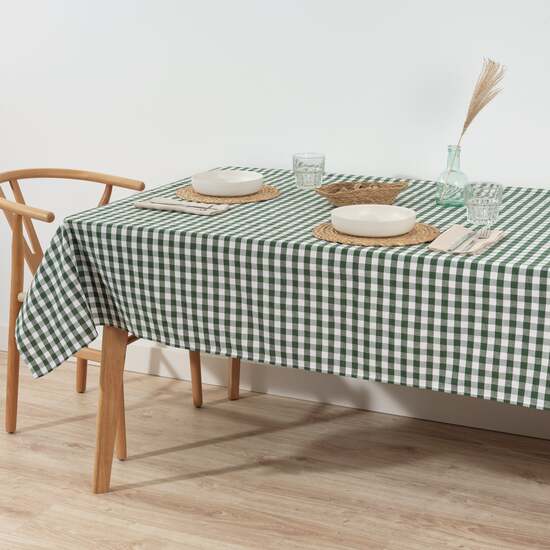 MANTEL VICHY CUADROS VERDE TACTO TELA 350X140 CM image 1