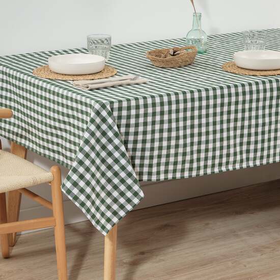 MANTEL VICHY CUADROS VERDE TACTO TELA 350X140 CM image 3