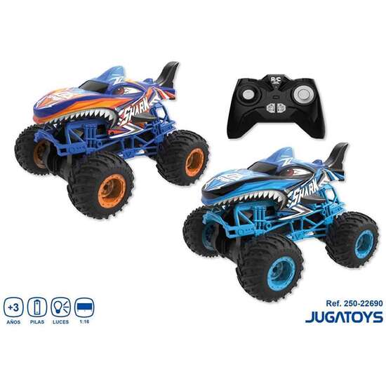 COCHE RADIO CONTROL TIBURÓN FLASH, ESCALA 1:16, CARCASA PLÁSTICO, BATERIA LITIO Y LUCES  - MODELOS SURTIDOS image 0