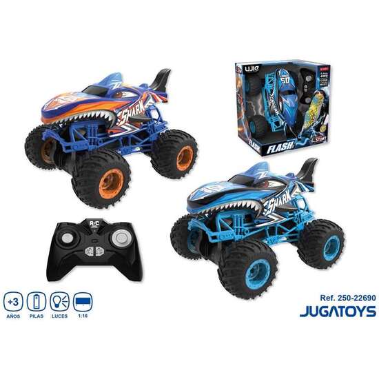 COCHE RADIO CONTROL TIBURÓN FLASH, ESCALA 1:16, CARCASA PLÁSTICO, BATERIA LITIO Y LUCES  - MODELOS SURTIDOS image 2