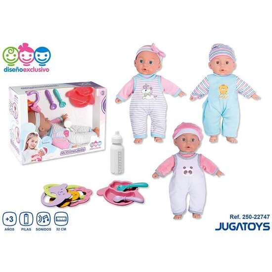 MUÑECO BEBE 32 CM CON 12 SONIDOS Y ACCESORIOS - MODELOS SURTIDOS image 1