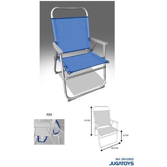 SILLA PLAYA ALUMINIO FIJA AZUL, CON ASA PARA TRANSPORTAR 88X5650X51 CM image 0