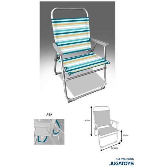 SILLA PLAYA ALUMINIO FIJA RAYADA, CON ASA PARA TRANSPORTAR 88X5650X37 CM image 0