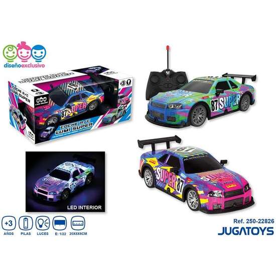 COCHE RADIO CONTROL LUMI SÚPER ESCALA 1:22, CON LUCES LED, 20X8X6CM - MODELOS SURTIDOS image 0