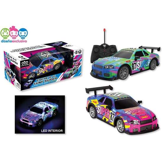 COCHE RADIO CONTROL LUMI SÚPER ESCALA 1:22, CON LUCES LED, 20X8X6CM - MODELOS SURTIDOS image 1