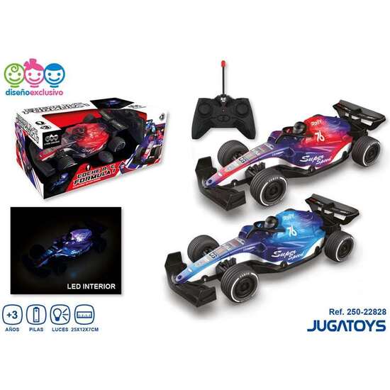 COCHE RADIO CONTROL FÓRMULA 1 CON LUCES LED 25X12X7CM - MODELOS SURTIDOS image 0