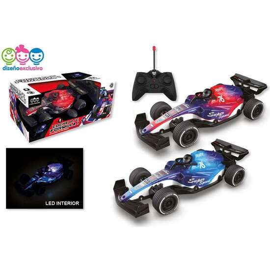 COCHE RADIO CONTROL FÓRMULA 1 CON LUCES LED 25X12X7CM - MODELOS SURTIDOS image 1