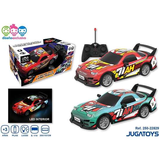 COCHE RADIO CONTROL LUMI RALLY ESCALA 1:18 CON LUCES LED, 26X11X7CM - MODELOS SURTIDOS image 0